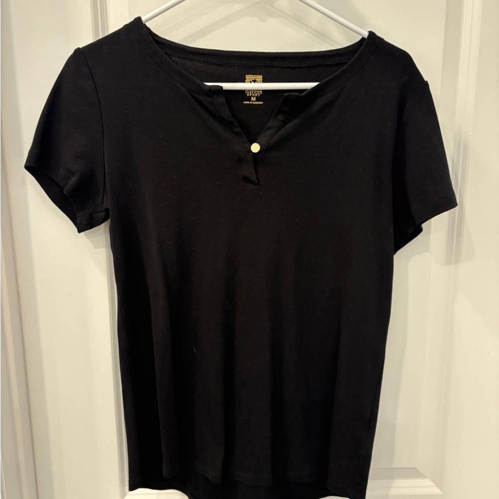 Anne Klein Black Fitted Short Sleeve T-Shirt
